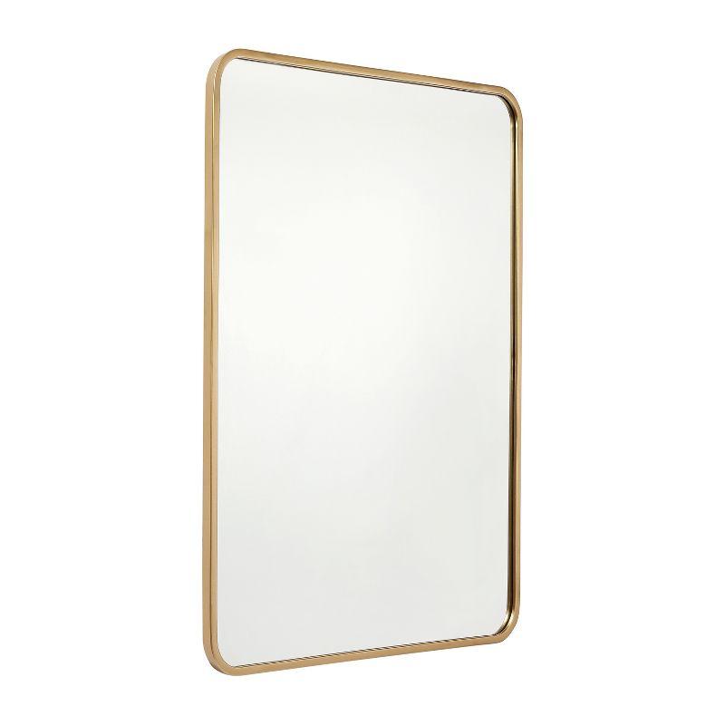 Large Rectangular Gold Metal Frame Wall Mirror