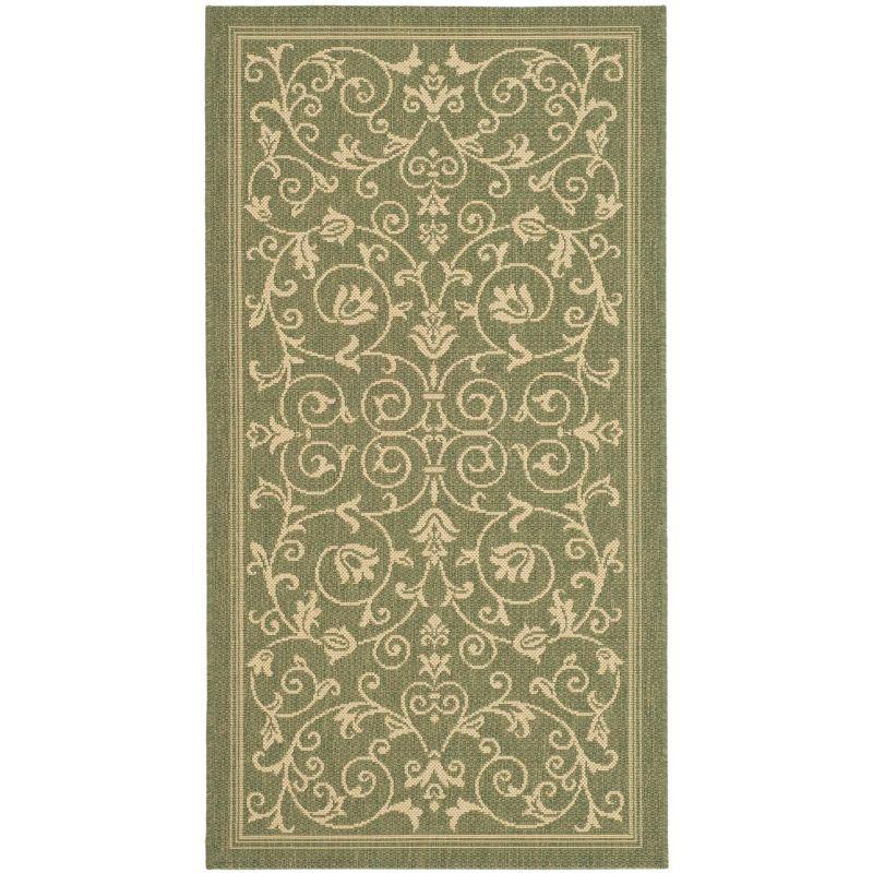 Courtyard CY2098 Power Loomed Indoor and Outdoor Accent Rug - Olive/Natural - 2'7"x5' - Safavieh