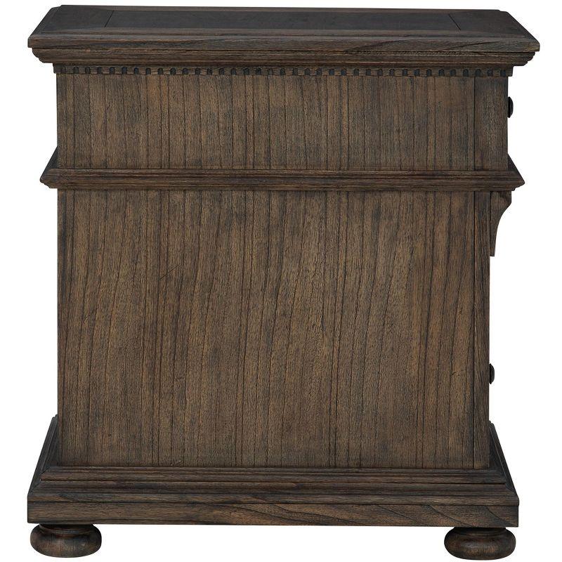 Traditional Brown Wood Rectangular End Table with Storage