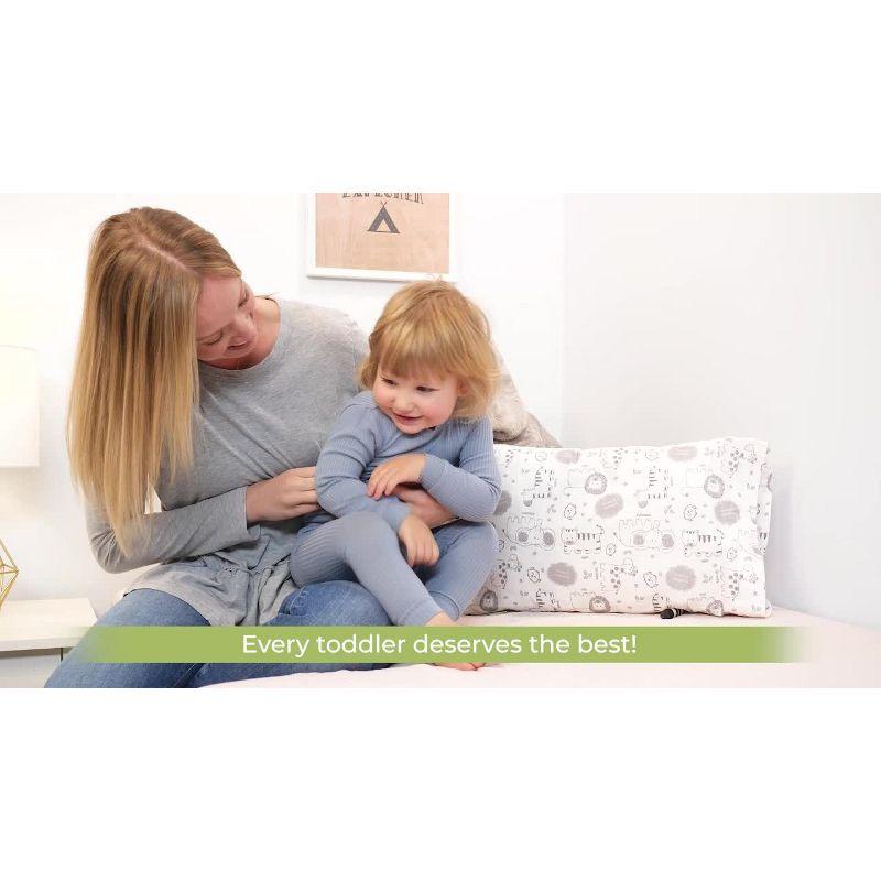 KeaBabies Toddler Pillow with Pillowcase, 13X18 Soft Organic Cotton Toddler Pillows for Sleeping, Kids Travel Pillow Age 2-5 (KeaSafari)
