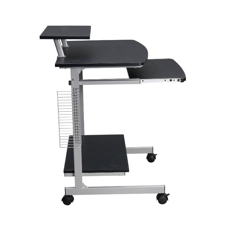 Espresso Compact Workstation Cart with Slide-Out Keyboard Tray