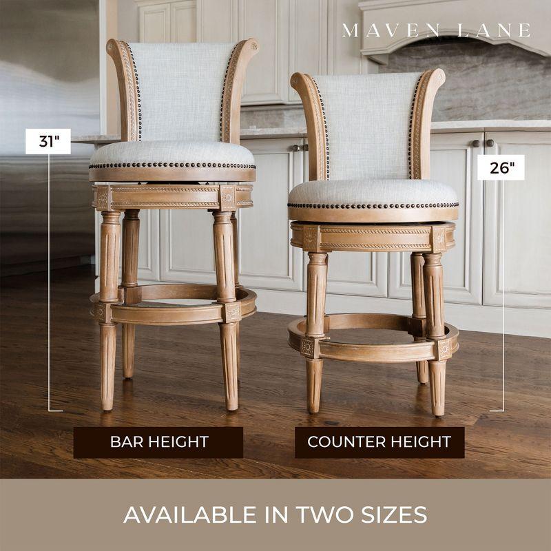 Weathered Oak Swivel Counter Stools with Upholstered Seats, Set of 4