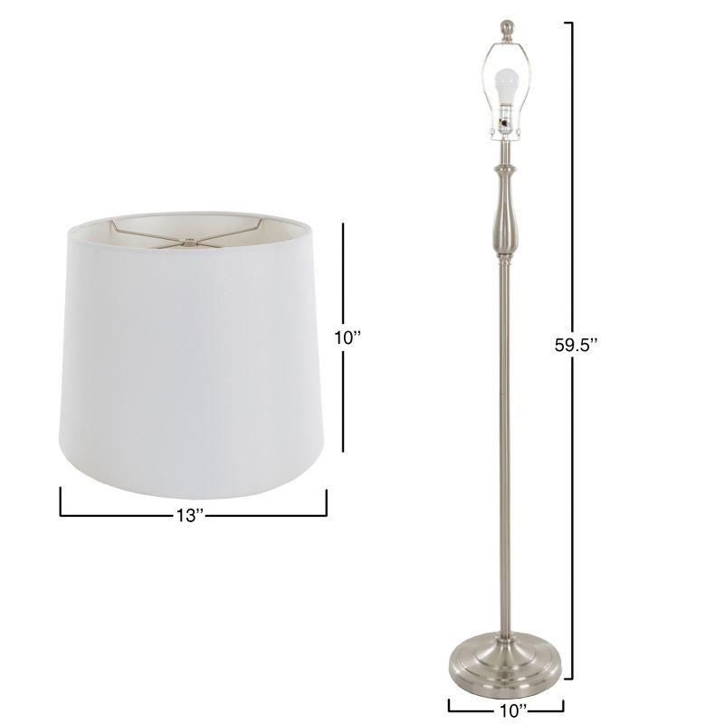 Sleek Brushed Steel 3-Piece Table and Floor Lamp Set, White