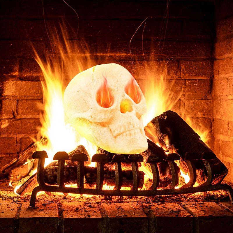 Costway Ceramic Fireproof Fire Pit Skull, Reusable Imitated Human Skull for Gas Beige/Black