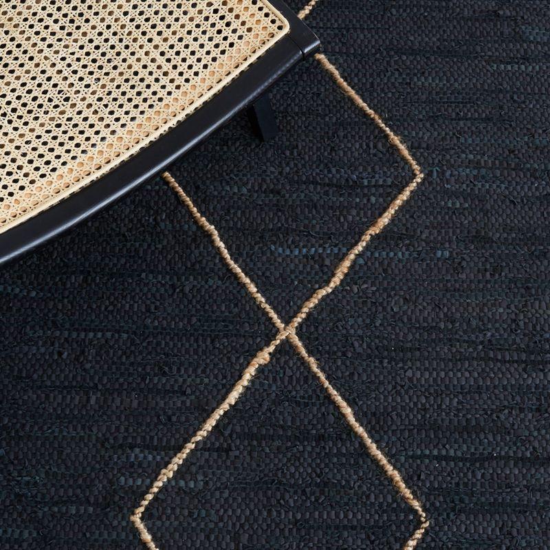 Vintage Leather VTL801 Hand Woven Area Rug - Black/Natural - 3'x5' - Safavieh.