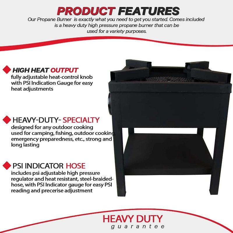 GasOne 275,000 BTU Propane Burner Cooker With Regulator with Steel Braided Hose For Outdoor Cooking, Turkey Fry