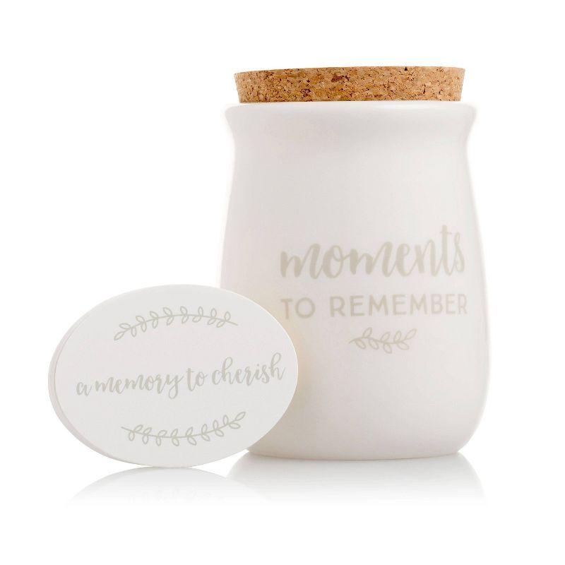 White Ceramic Gratitude Jar with Cork Topper and Notecards