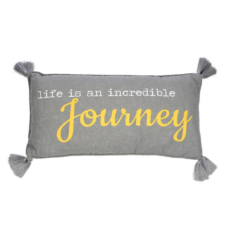 Inspirational Journey 12x24 Grey and Yellow Embroidered Pillow