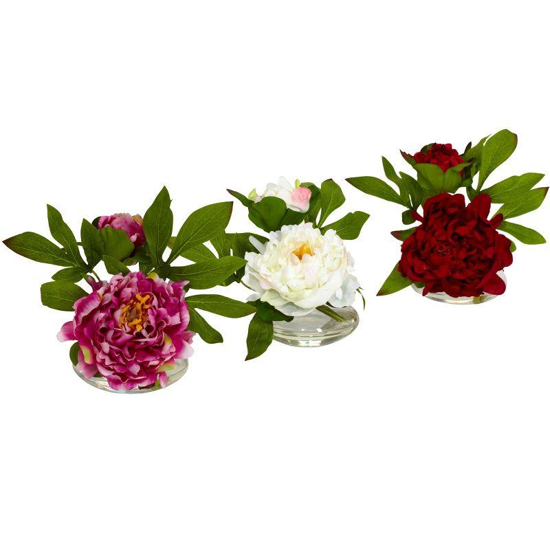 Charming Trio Peony 13" Outdoor Tabletop Arrangement Set