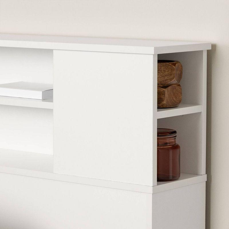 Queen Fusion Bookcase Headboard Pure White - South Shore