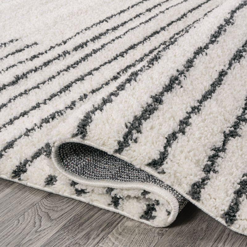 Petra Abstract Stripe Geometric Shag Area Rug - JONATHAN Y