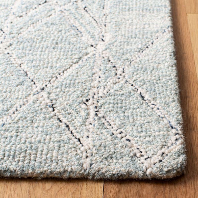 Handmade Light Blue Wool Tufted Reversible Square Rug