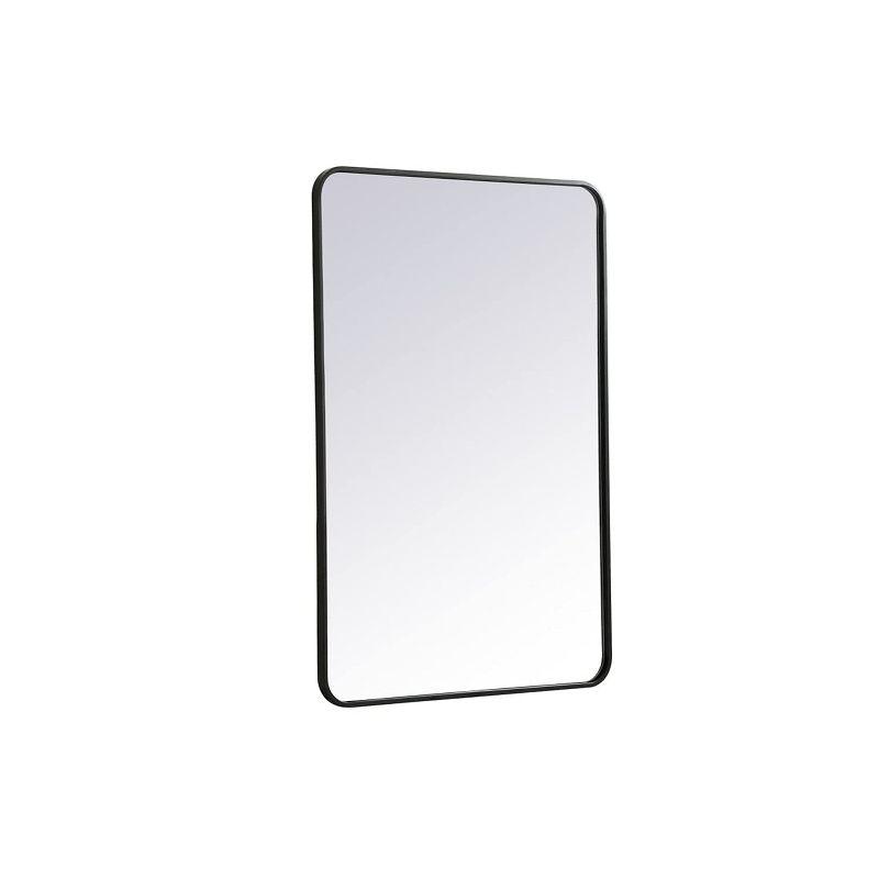 Elegant Lighting Soft corner metal rectangular mirror 28x42 inch in Black