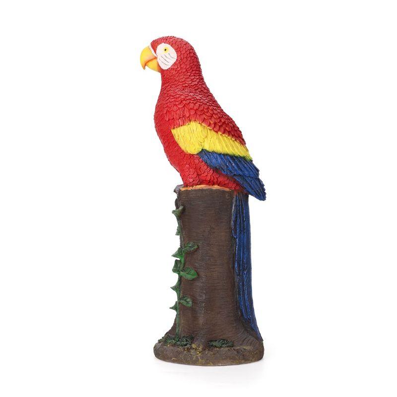 Techko Maid Parrot Red Solar Outdoor Garden Statue Decor with Spotlight: Weather-Resistant, LED, No Assembly Required