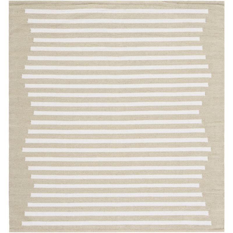 Ivory Flat Woven Handmade Reversible Square Rug