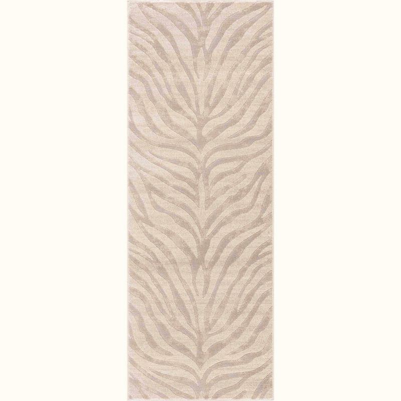 Hauteloom Beige Manteca Zebra Print Area Rug