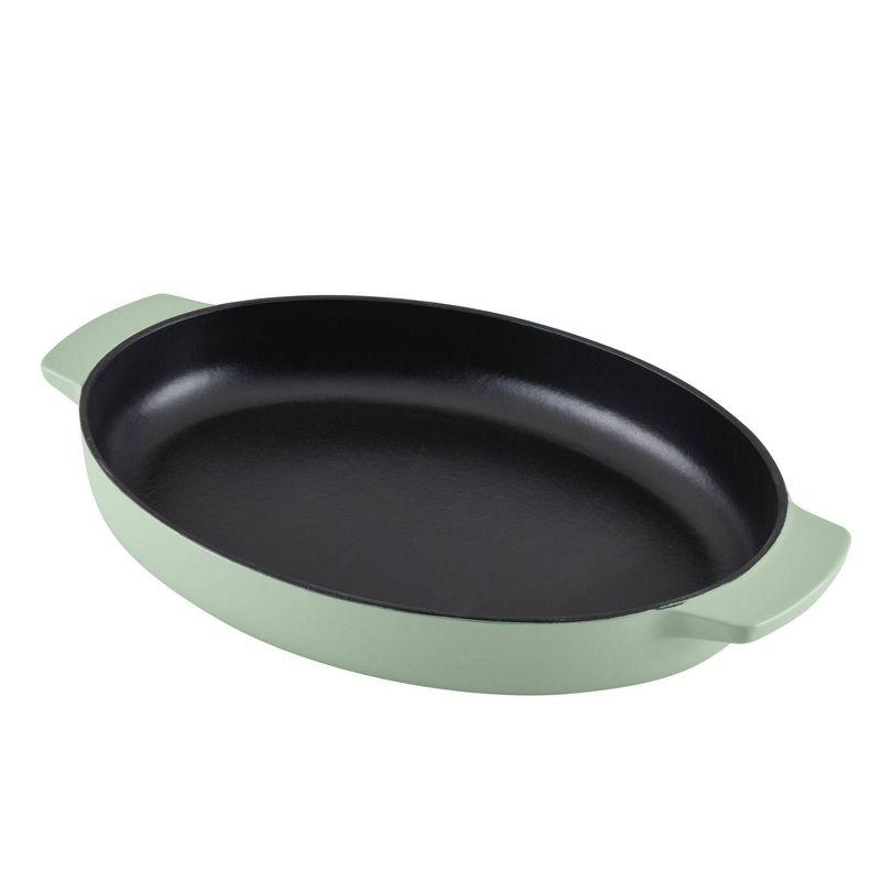 Pistachio Enameled Cast Iron Oval Au Gratin Pan, 2.5 Quart