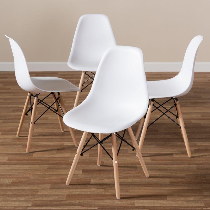 Baxton Studio Set of 4 Sydnea Mid Century Modern Acrylic Wood Finished Dining Chairs White: MDF Frame, Spot Clean