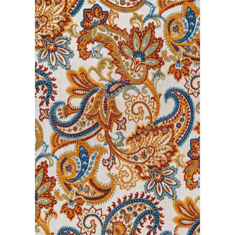 3'x5' Gordes Paisley High-Low Indoor/Outdoor Area Rug, Orange/Multi - JONATHAN Y