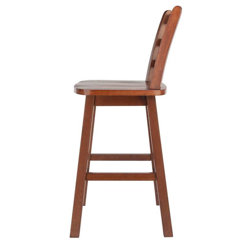 Scalera Ladder Back Swivel Seat Barstool Walnut - Winsome: Fixed Height, Wood Frame, 220lb Capacity