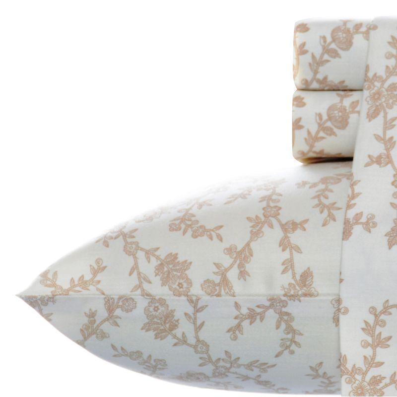 Laura Ashley Victoria Flannel Sheet Set Queen - Beige