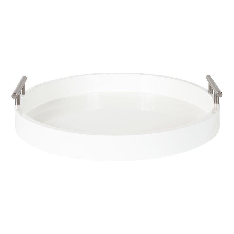 Kate and Laurel Lipton Tray, 15.5" Diameter, White and Silver