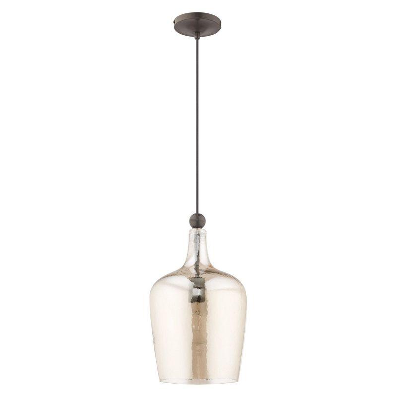 Livex Lighting Art Glass 1 - Light Pendant in  English Bronze