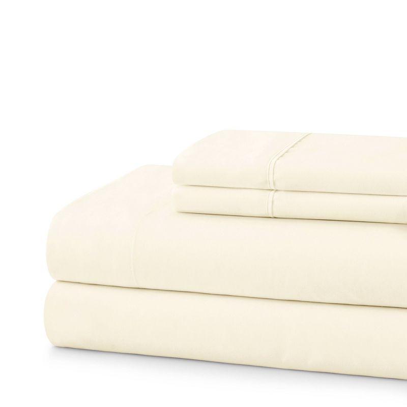 4 Piece 100% Cotton 400 Thread Count Sheet Set by Sweet Home Collection®, King, Ivory