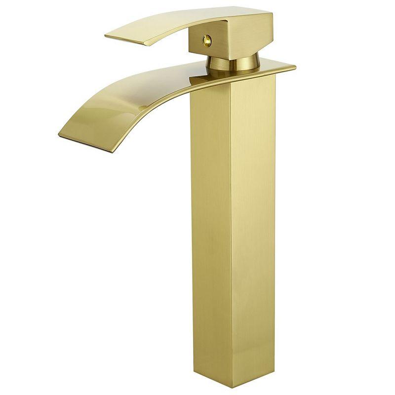 Brushed Gold Single Handle High-Arc Vessel Sink Faucet