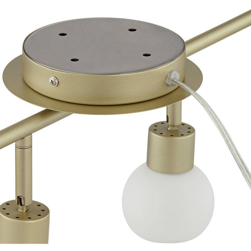 Gold Brass 4-Head LED Ceiling Track Light with Frosted Glass Globes