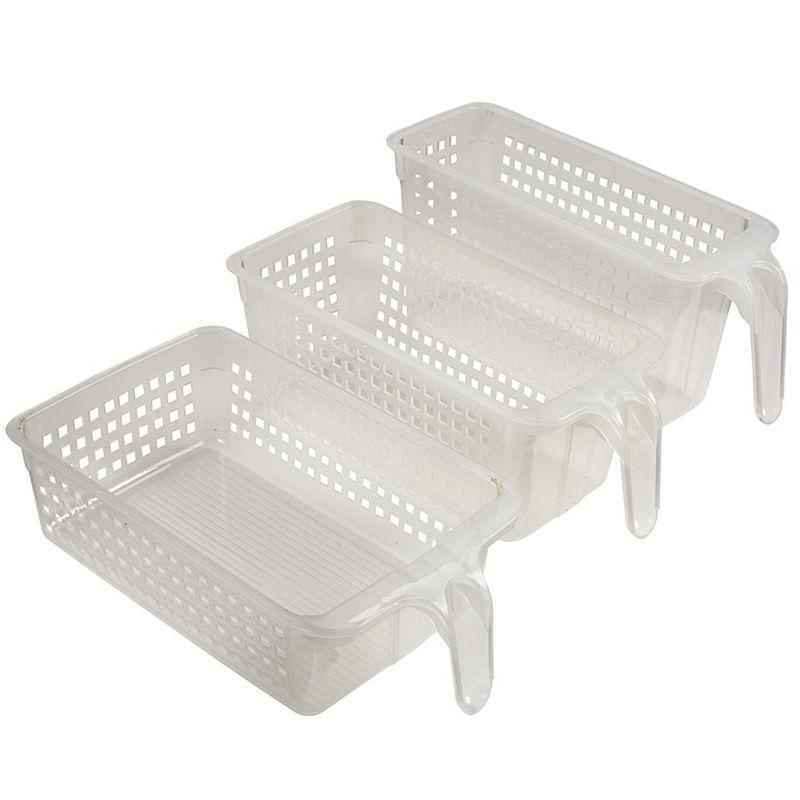 Set of 3 Clear Plastic Rectangular Handy Baskets