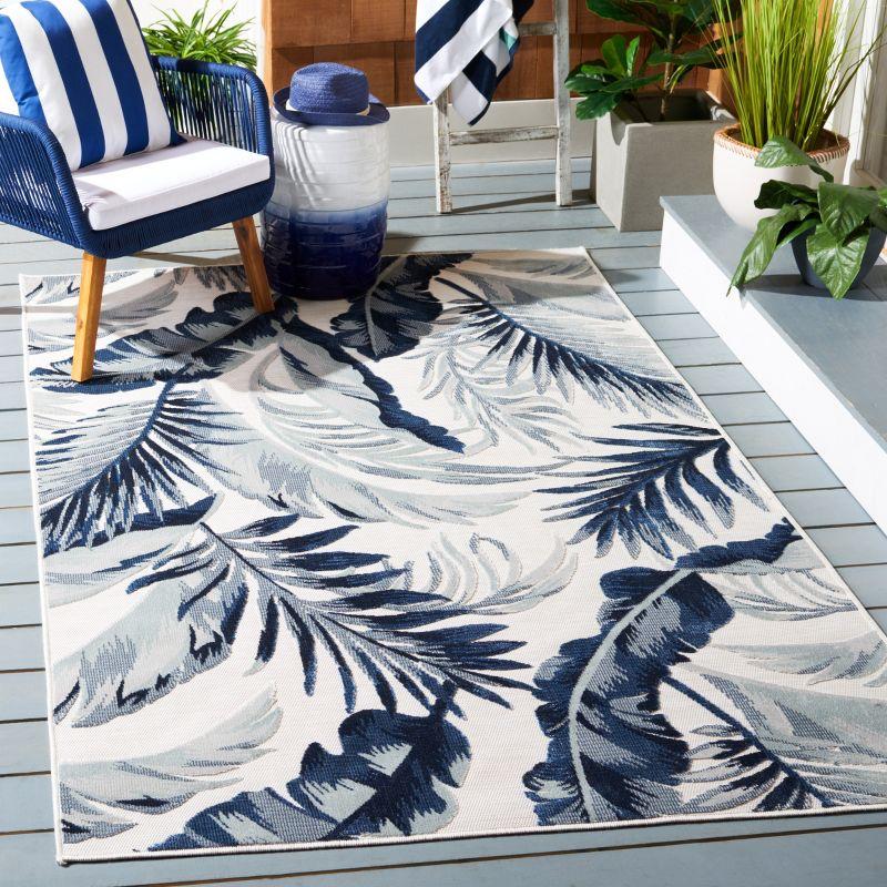 Cabana CBN452 Loomed Indoor/Outdoor Area Rug - Ivory/Navy - 5'1"x7'6" - Safavieh