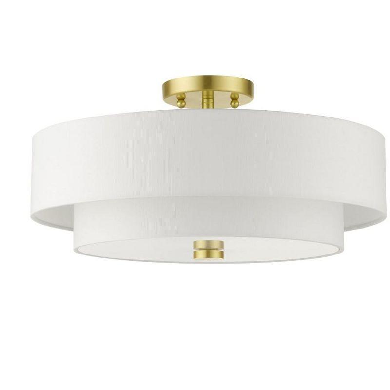 Livex Lighting Claremont 4 - Light Semi-Flush Mount in  Satin Brass