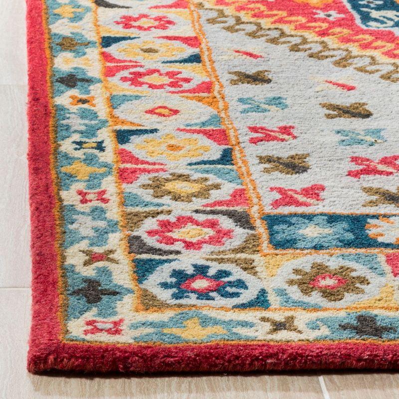 Heritage Rosheen Grey/Red Pure Wool 3' x 5' Traditional Area Rug