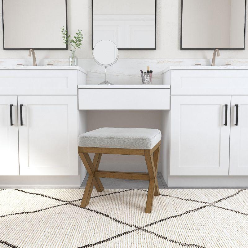 Hillsdale Furniture 18.5" Somerset Backless Wood Vanity Stool Fog: Padded Ottoman Bench, Polyester Upholstery