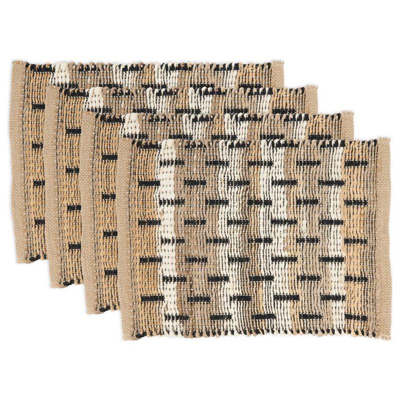 Beige and Tan Jute-Cotton Rectangle Placemats, Set of 4