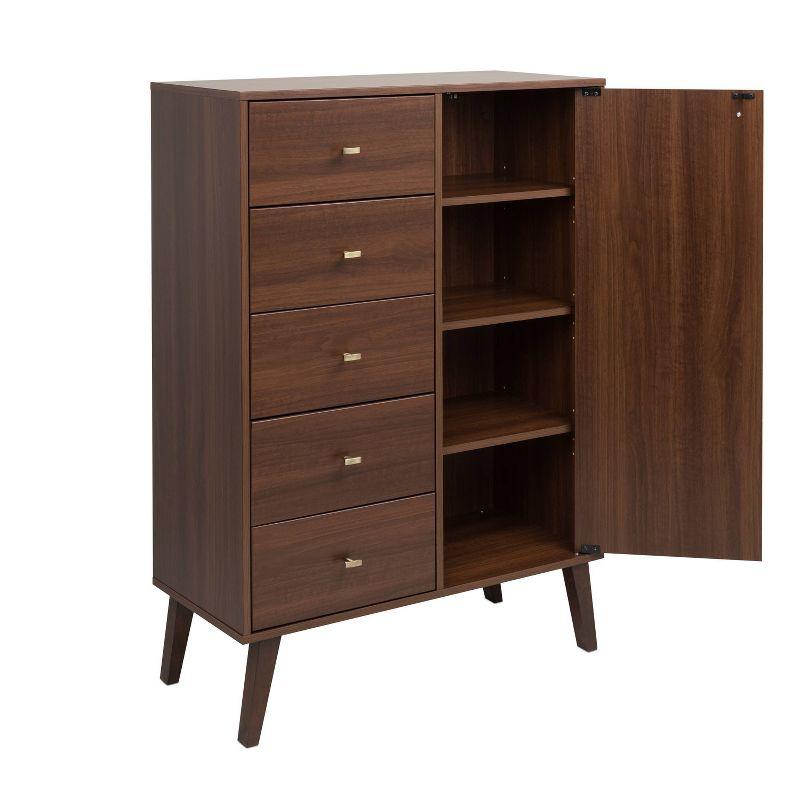 Milo Mid-Century Modern 5 Drawer Chest with Door - Prepac