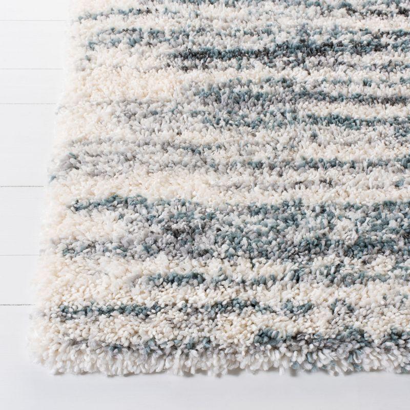 Fontana Shag 800 FNT850 Power Loomed Indoor Accent Rug - Ivory/Teal - 3'x5' - Safavieh