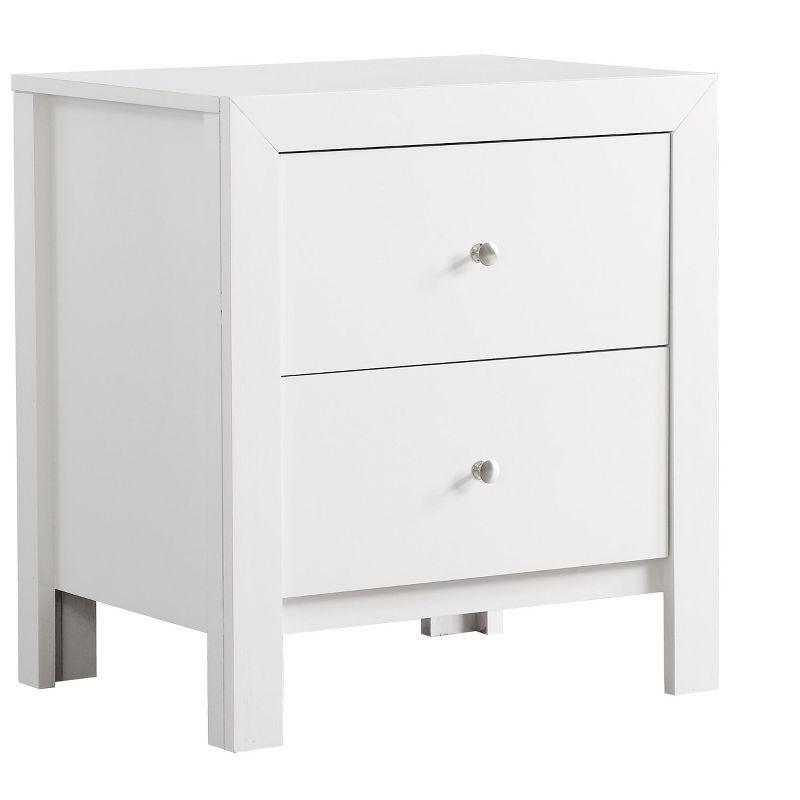 Passion Furniture Burlington 2-Drawer White Nightstand (25 in. H x 22 in. W x 17 in. D)