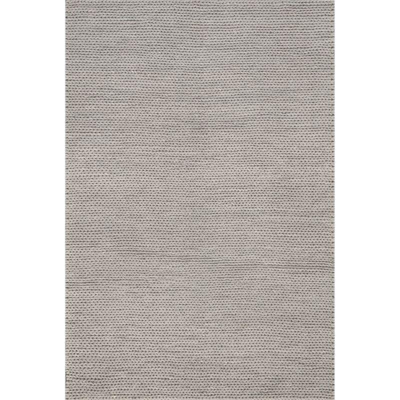 Nuloom 10x14 Penelope Wool Braided Handmade Indoor Area Rug, Light Grey, Solid Rustic Farmhouse Style, For Bedroom, Living Room, Hallway, Entryway