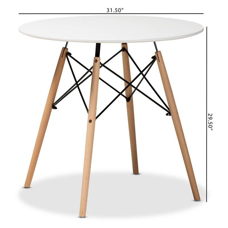 Varen Round White and Oak Brown Dining Table with Metal Base