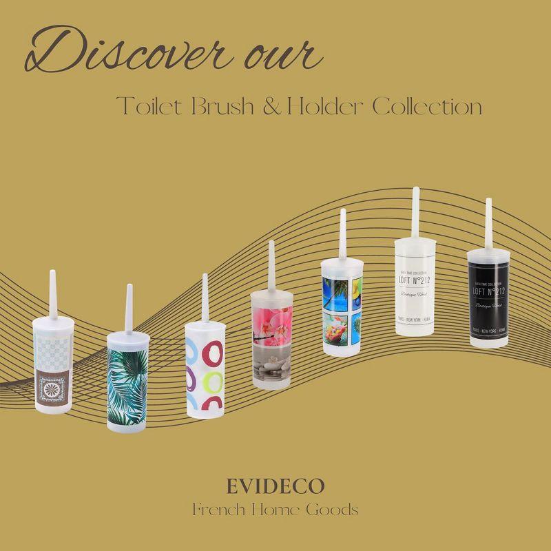 Evideco French Home Goods Decorative Toilet Brush & Holder - Available in 6 Unique Designs - Durable Plastic, Compact Size, Easy to Clean