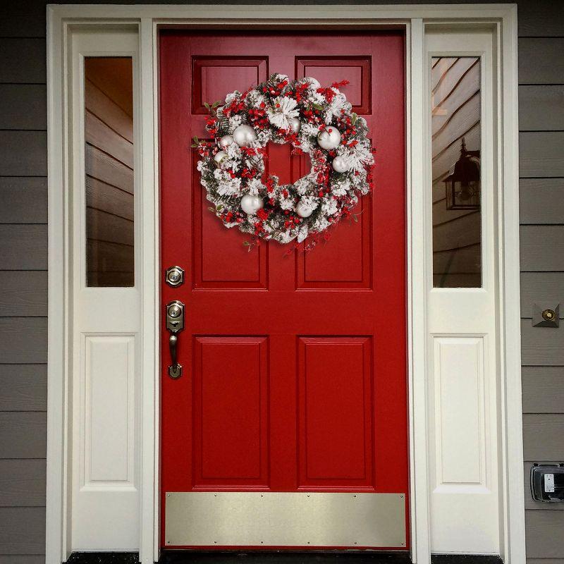 24" Artificial Christmas Wreath with Frosted Branches, Ball Ornaments and Berry Clusters - National Tree Company