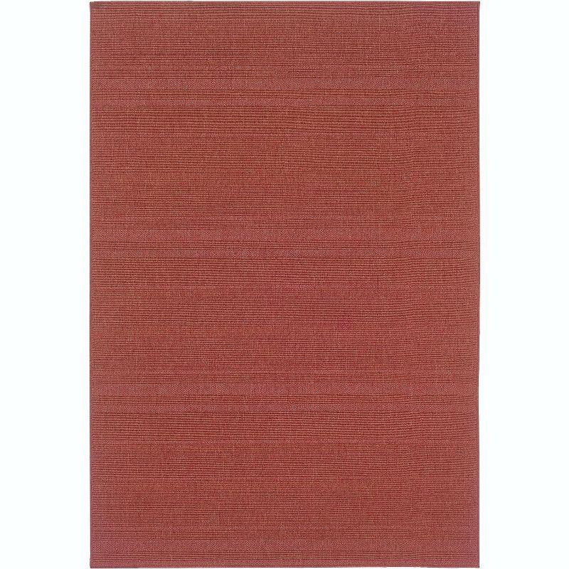 Casual Red Striped Synthetic Area Rug, 2'5" x 4'5"