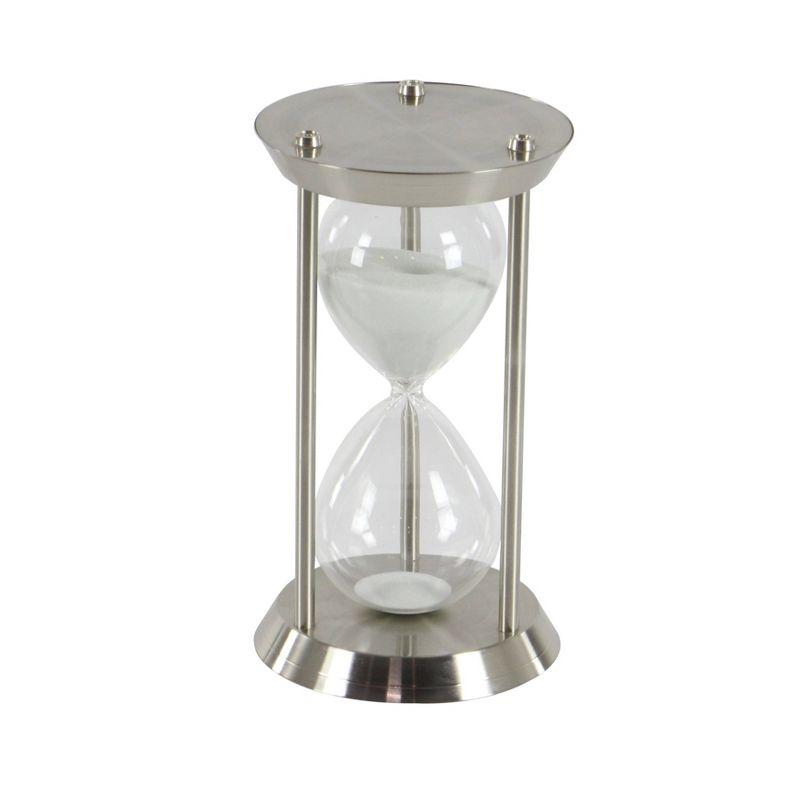 Elegant Silver Metal and Glass 12" Hourglass Sand Timer