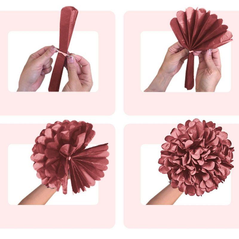 EpiqueOne 20 Piece Tissue Paper Pom Poms Party Kit - Colorful Paper Flower Wall Decorations - Pink Rose
