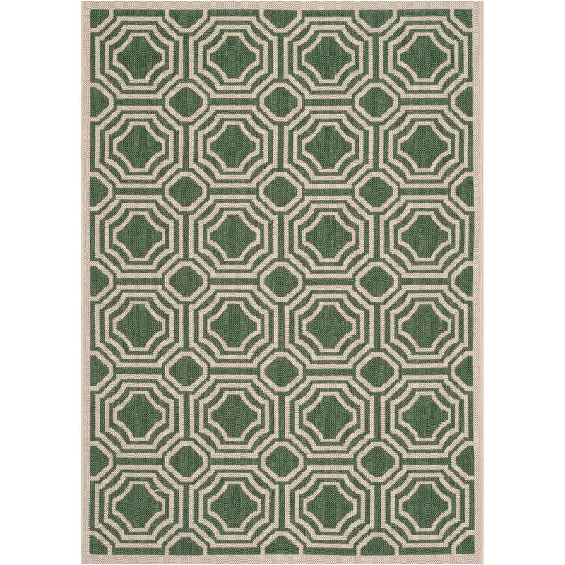 Green Geometric Low Pile Indoor/Outdoor Area Rug