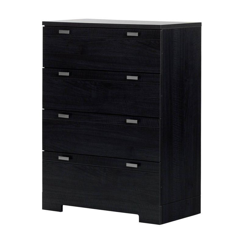 Reevo 4 Drawer Vertical Dresser Black Onyx - South Shore: Space-Saving Storage Furniture for Bedrooms