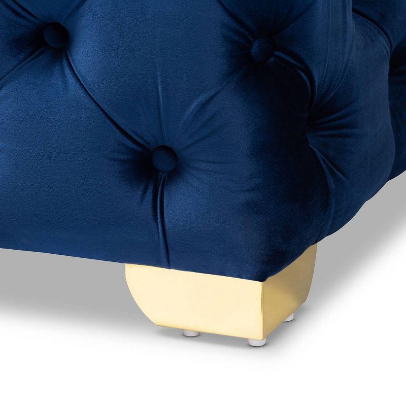 Avara Velvet Button Tufted Bench Ottoman - Baxton Studio