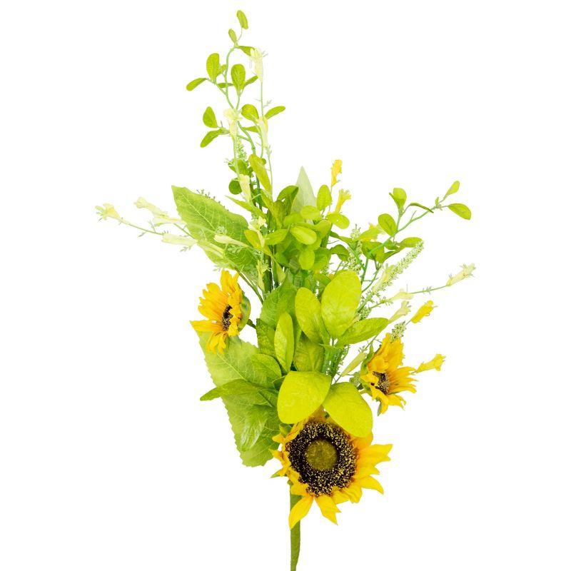 33" Yellow Sunflower and Green Wildflower Silk Spray